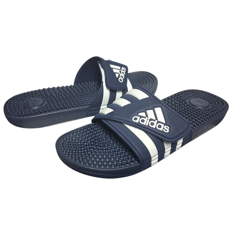 Adidas Adissage Massage Slides Blue White Mens 12 Womens 13 Sandals F35579 Sport